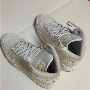 Puma White High-Top Sneakers with Pale Yellow Accents